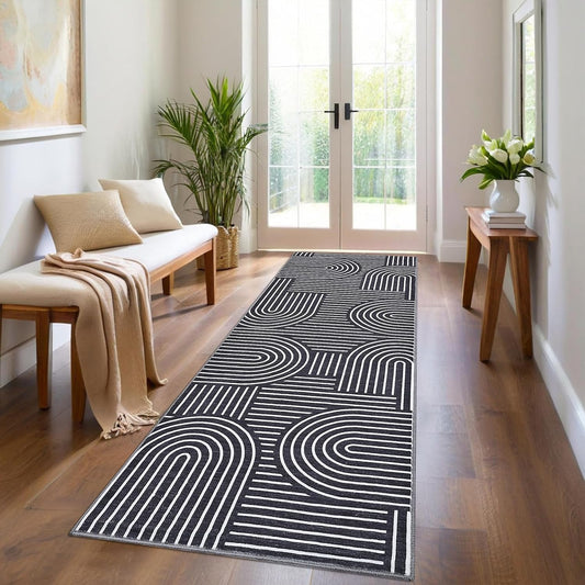 Modern 2.5x10 Runner Rug for Hallways, Soft and Washable