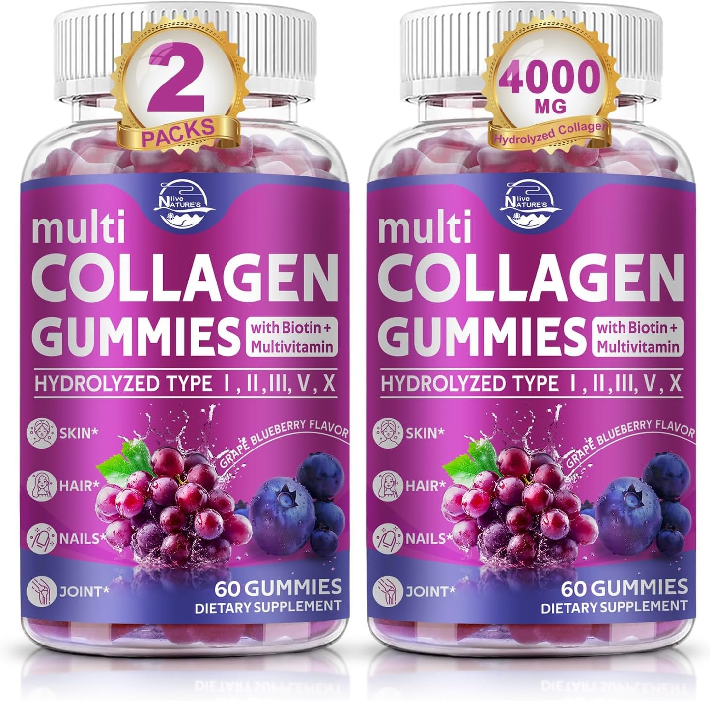 Nature's Live Multi Collagen Peptides Gummies for Healthy Skin