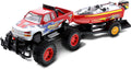 Mozlly Monster Truck Toys Set with Trailer and Boat - Friction Powered