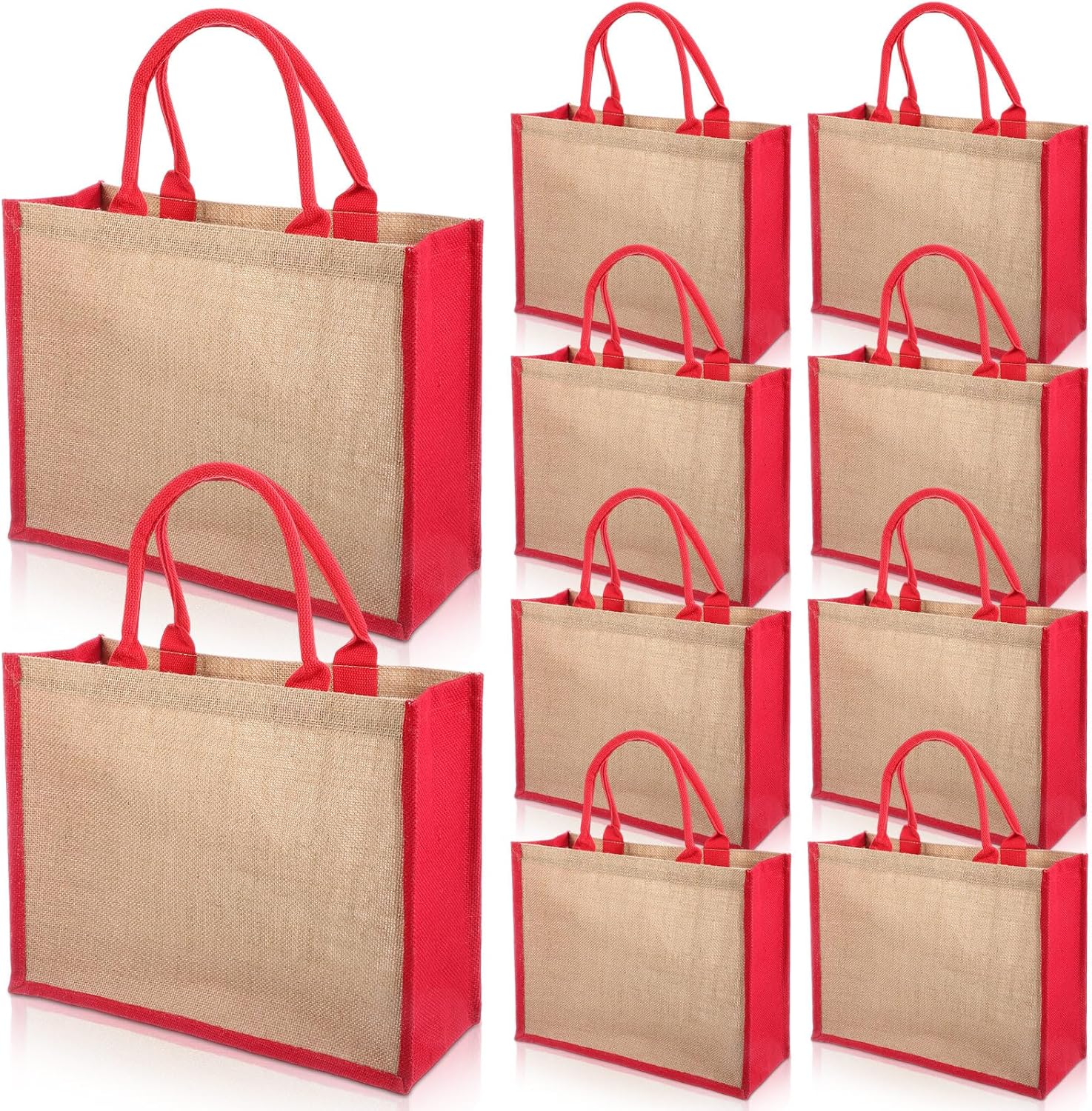 Shappy 10 Pack Burlap Tote Bags for Bridesmaid Gift Shopping