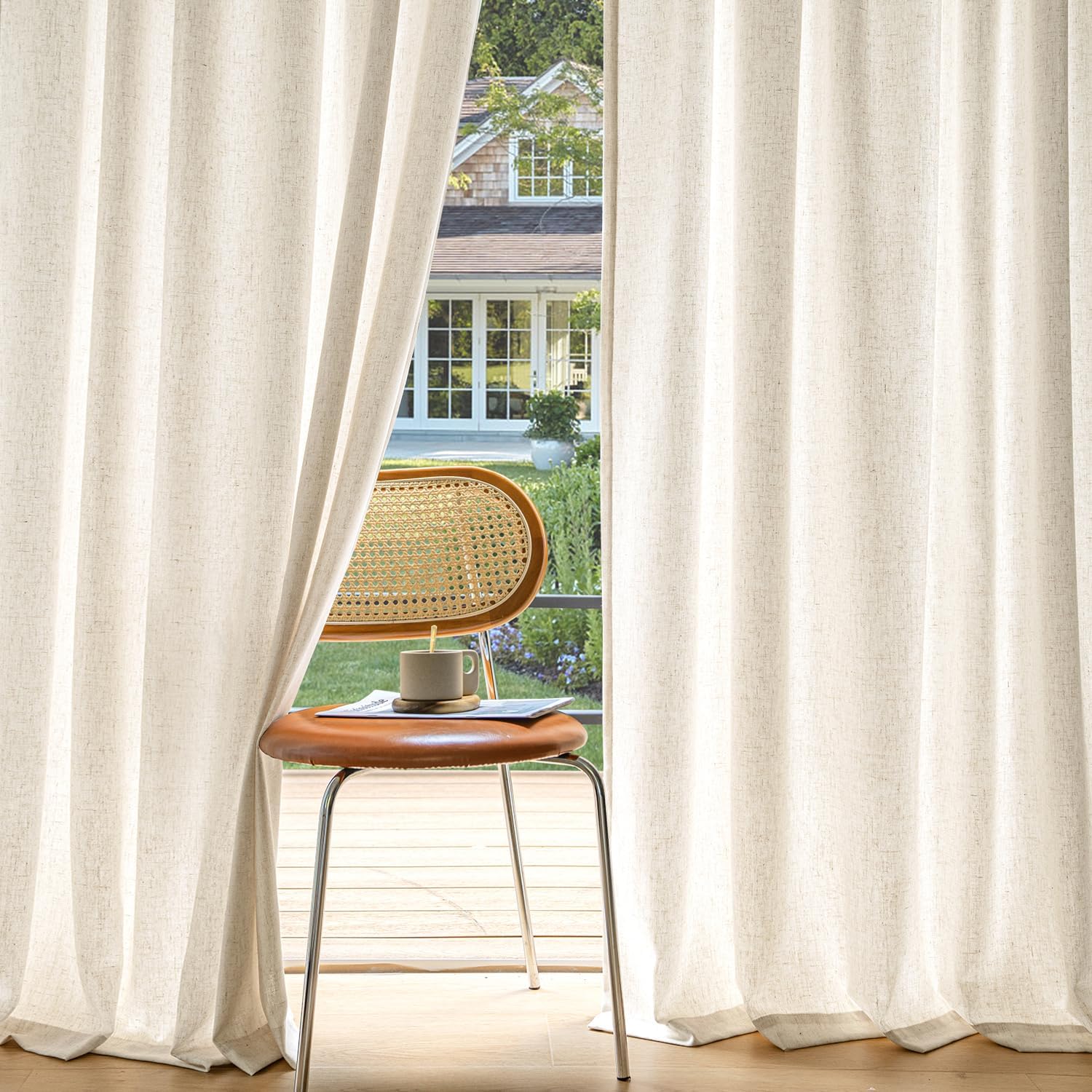 MIULEE Non-See-Through Privacy Linen Curtains for Home Decor