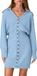 Elegant Long Sleeve Button Down Dress Sweater for Women 2025