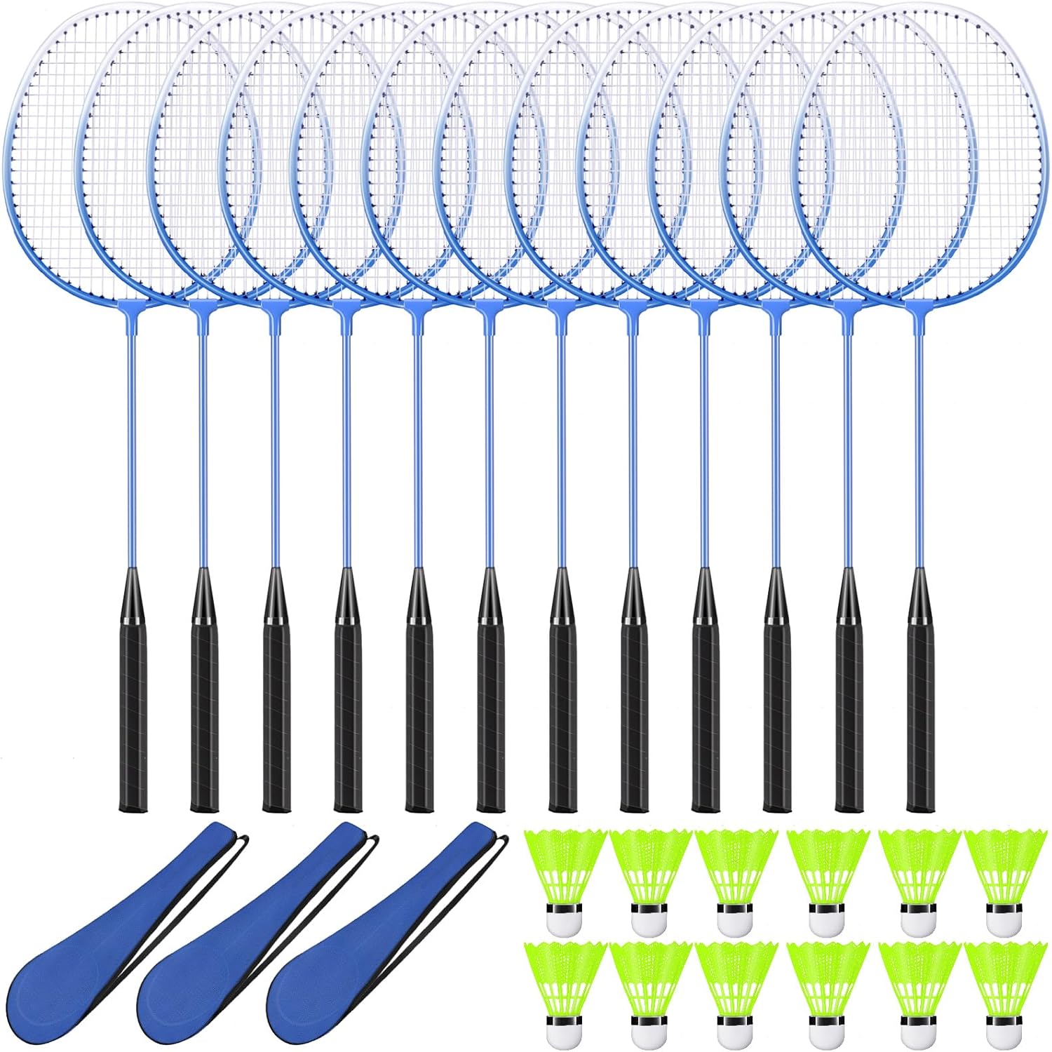 12 Pack Badminton Rackets Set for Outdoor Games and Fun