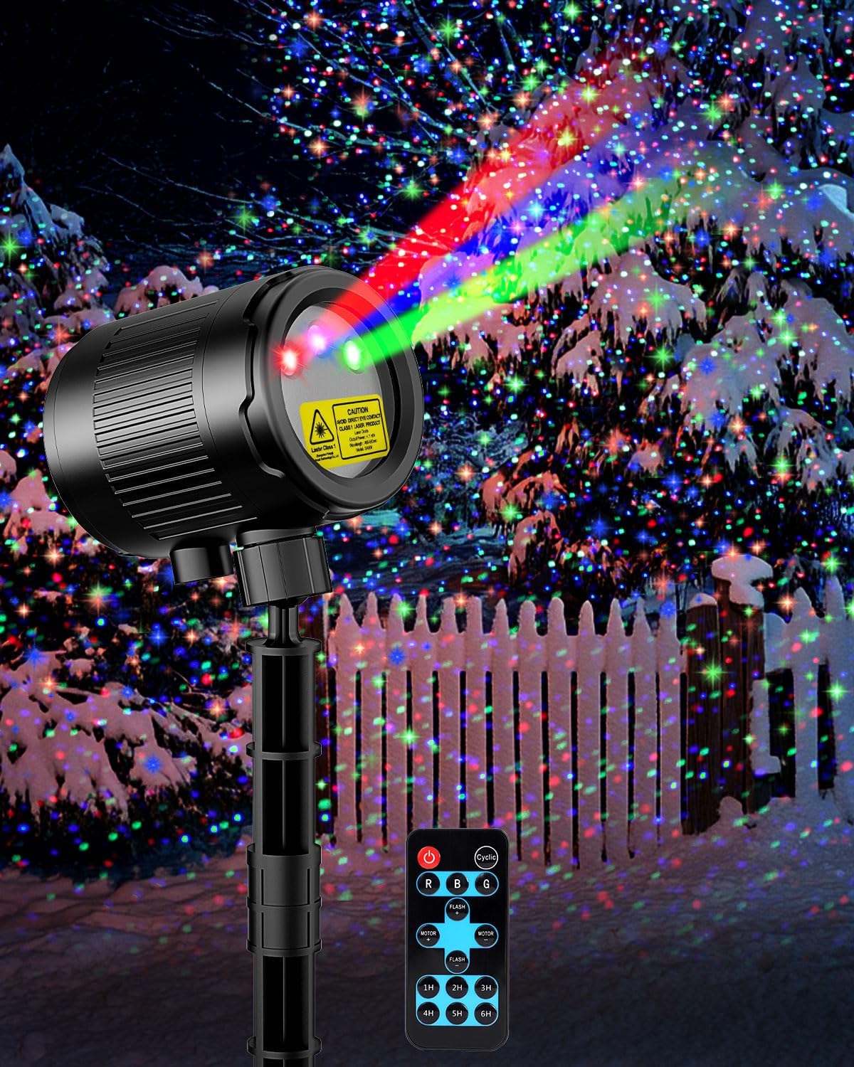 Mini Laser Xmas Projector: 3 Color Star Show, RF Remote. Waterproof for Holiday Party!