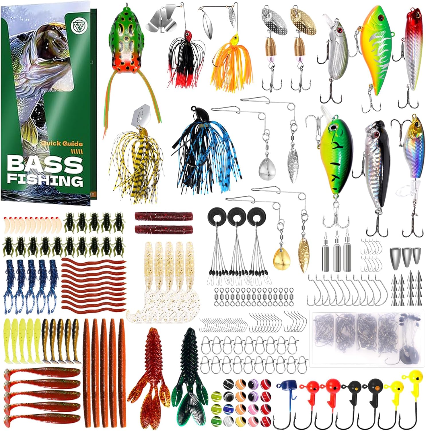 Fishing Lures Kit - 322-Piece Tackle Box Set - Perfect Bass Trout Gift
