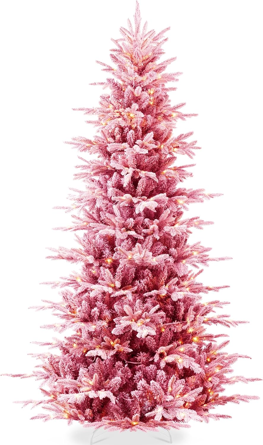 Lighted Aspen Christmas Tree, 12ft Flocked Noble Fir Decor