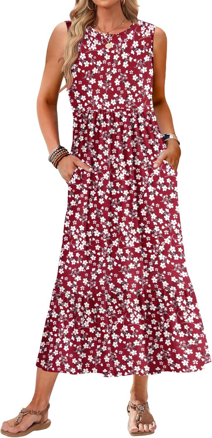 AUSELILY Womens Summer Dresses 2025 Casual Flowy Maxi Dress