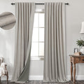 KOUFALL 52x105 Inch Length Taupe Back Tab Linen Blackout Curtains
