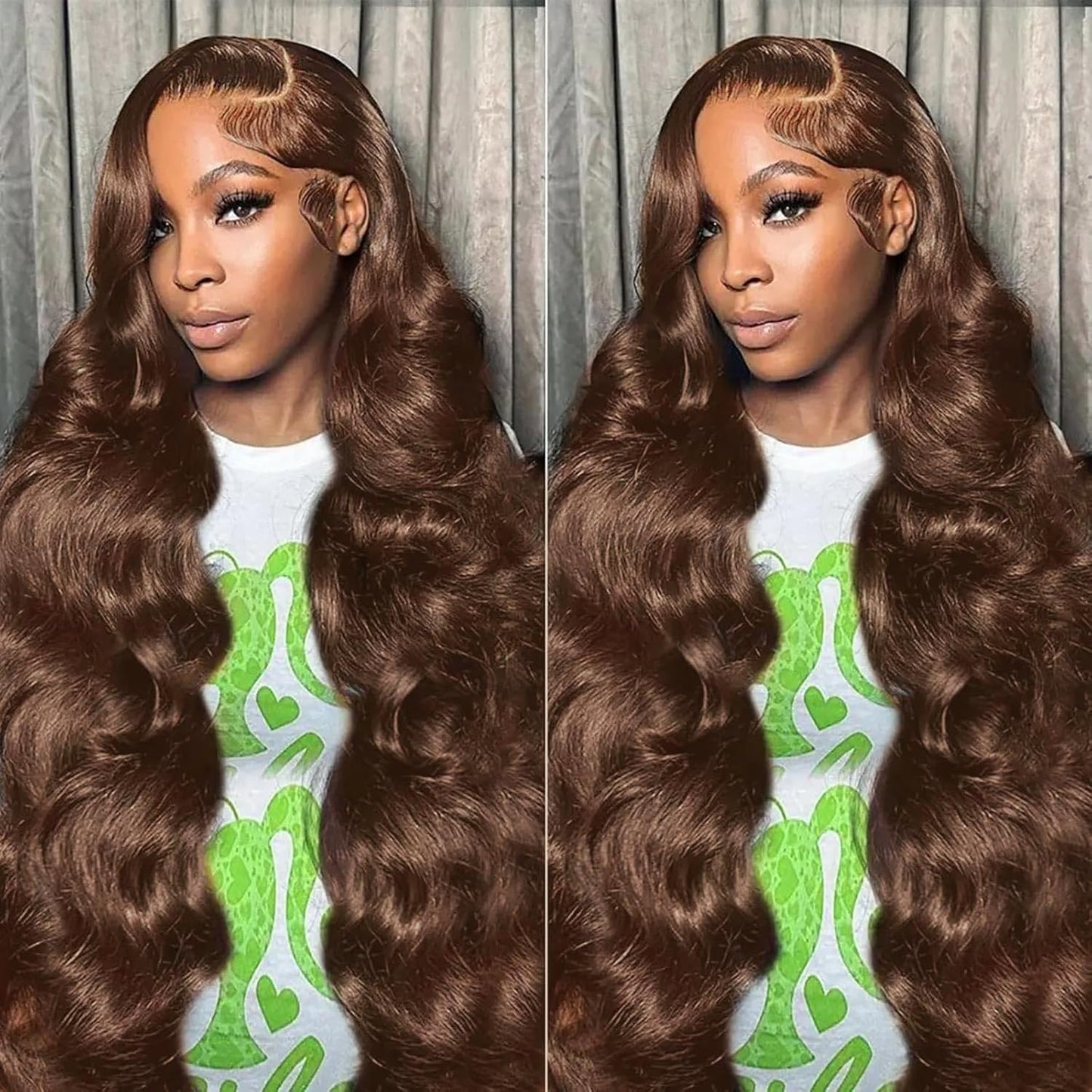 28 Inch Chocolate Brown Body Wave Lace Front Wigs for Women