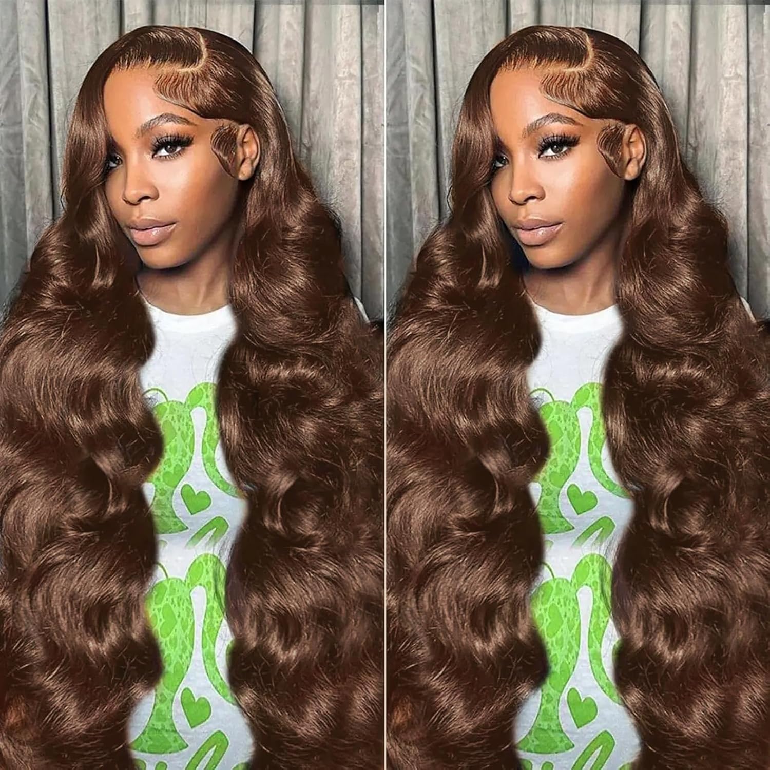 28 Inch Chocolate Brown Body Wave Lace Front Wigs for Women