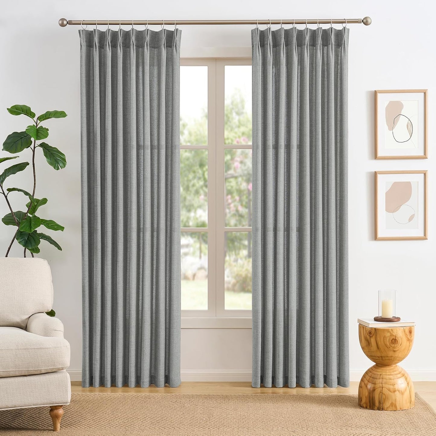 RAIN CITY Grey Linen Curtains for Elegant Home Decor