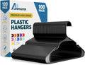 Plastic Clothes Hanger Set - 100 Slim Black Hangers for Closet Space