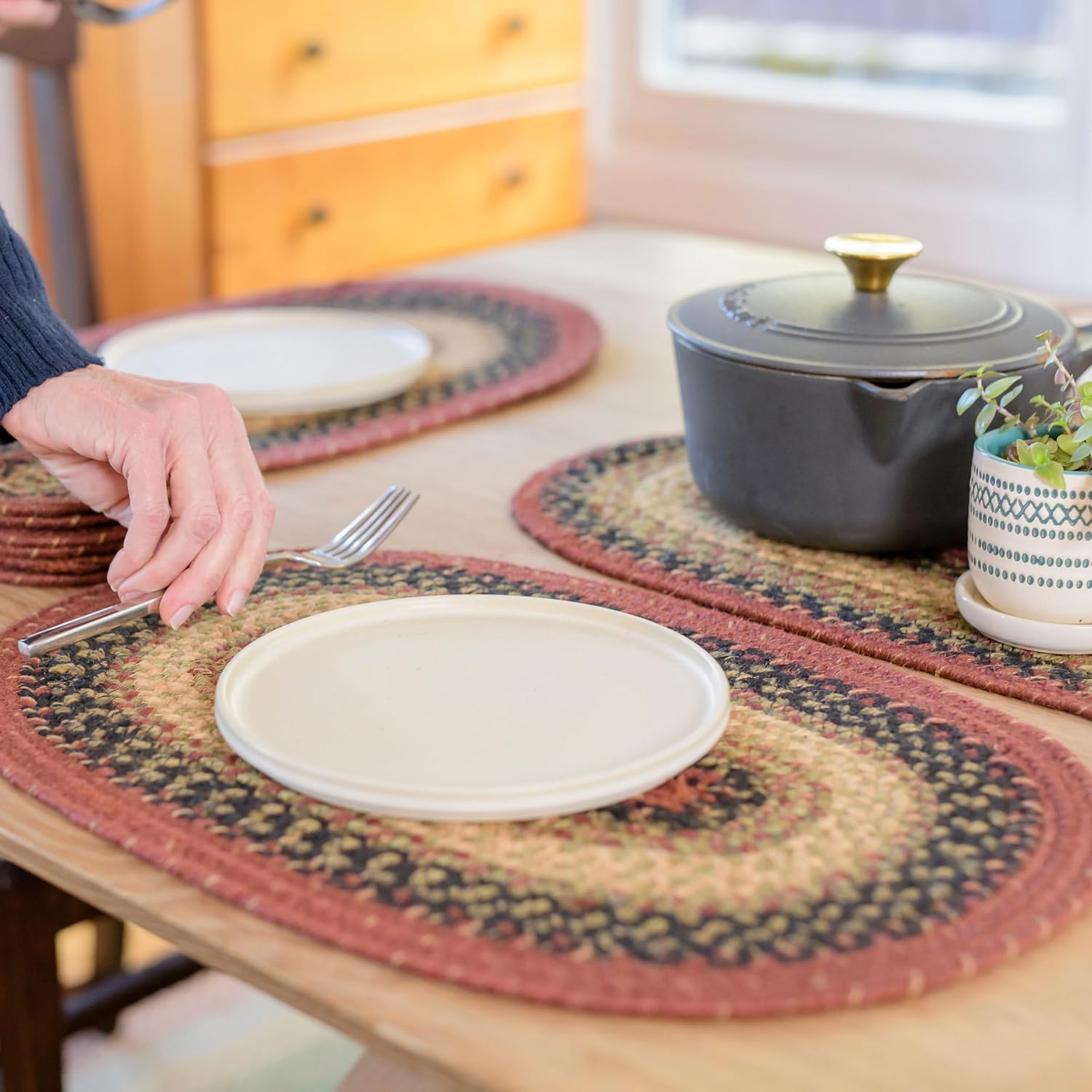 Highland Jute Braided Placemats for Rustic Lodge Decor
