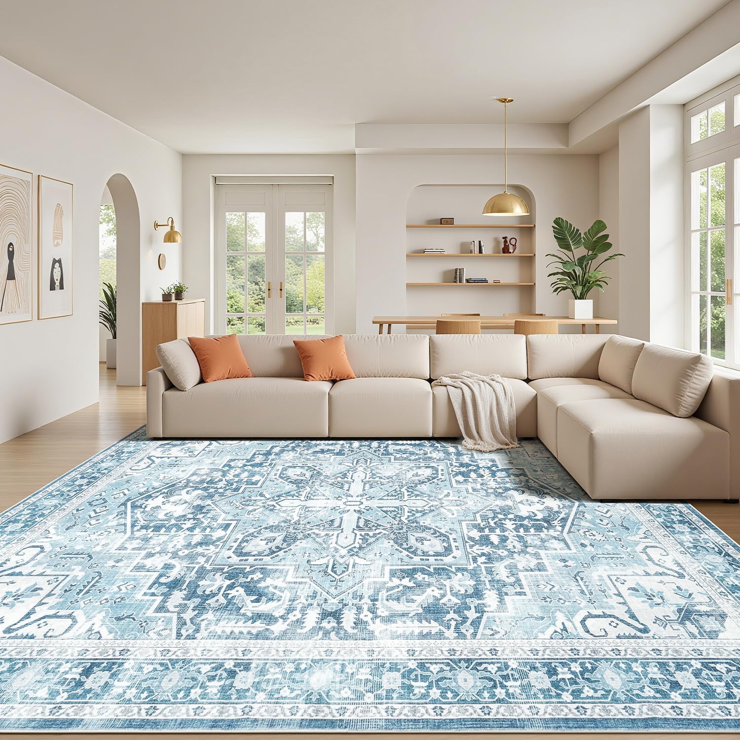 Rugflix 8x10 Area Rugs for Living Room - Vintage Soft Carpet