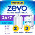 Zevo 2 Flying Insect Traps & 2 Refill Cartridges - Mess-Free Indoor