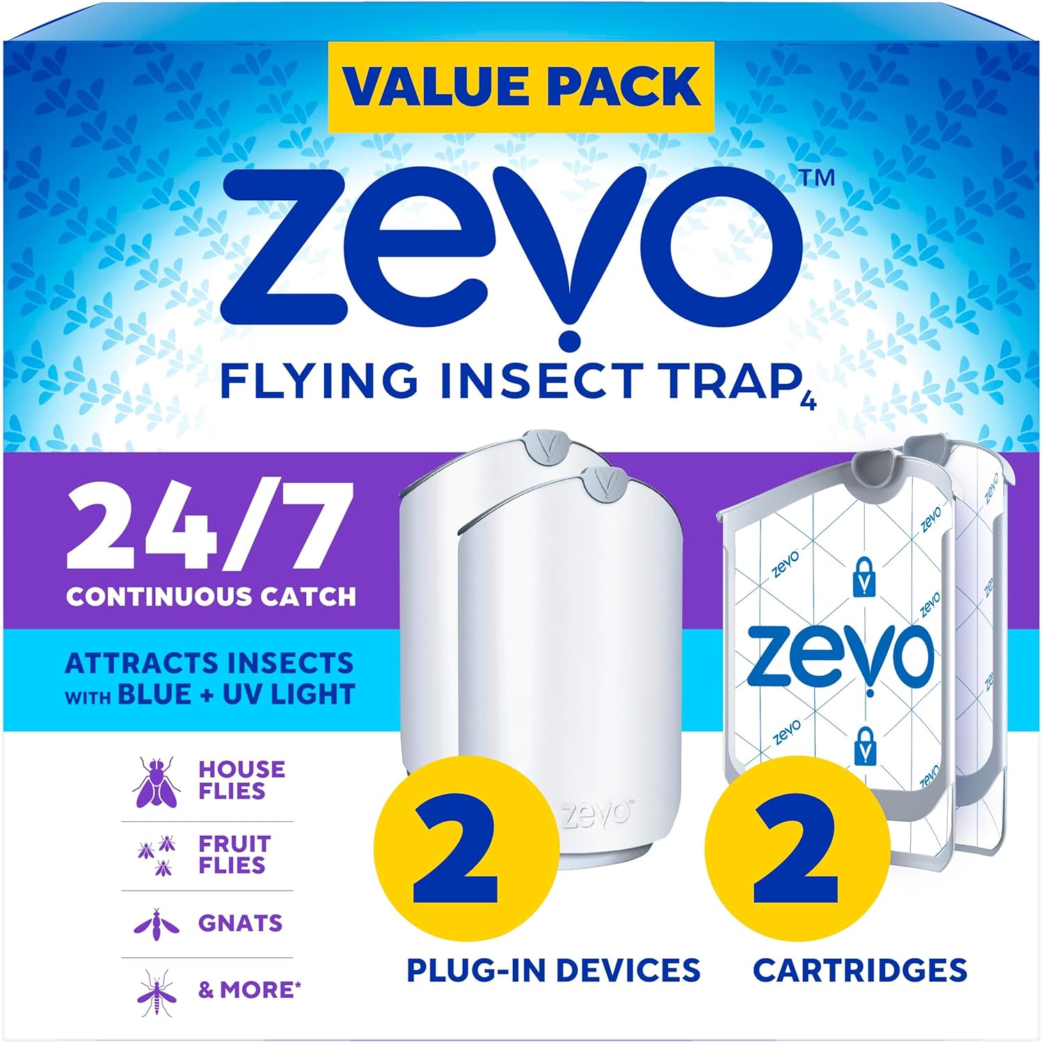 Zevo 2 Flying Insect Traps - Effective Indoor Bug Catcher