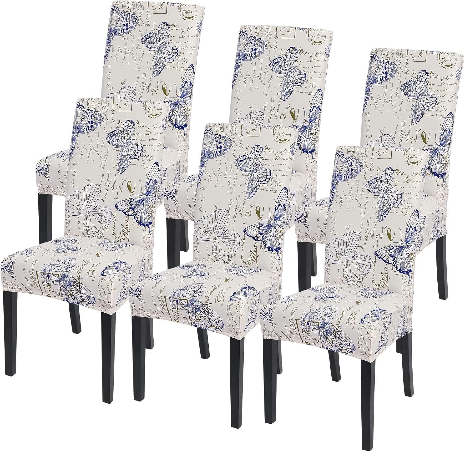Stretch Printed Dining Room Chair Covers Set of 6 for Style