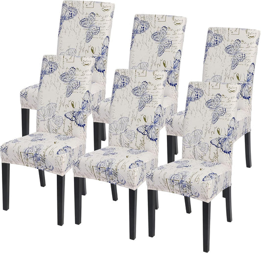 Stretch Printed Dining Room Chair Covers Set of 6 for Style