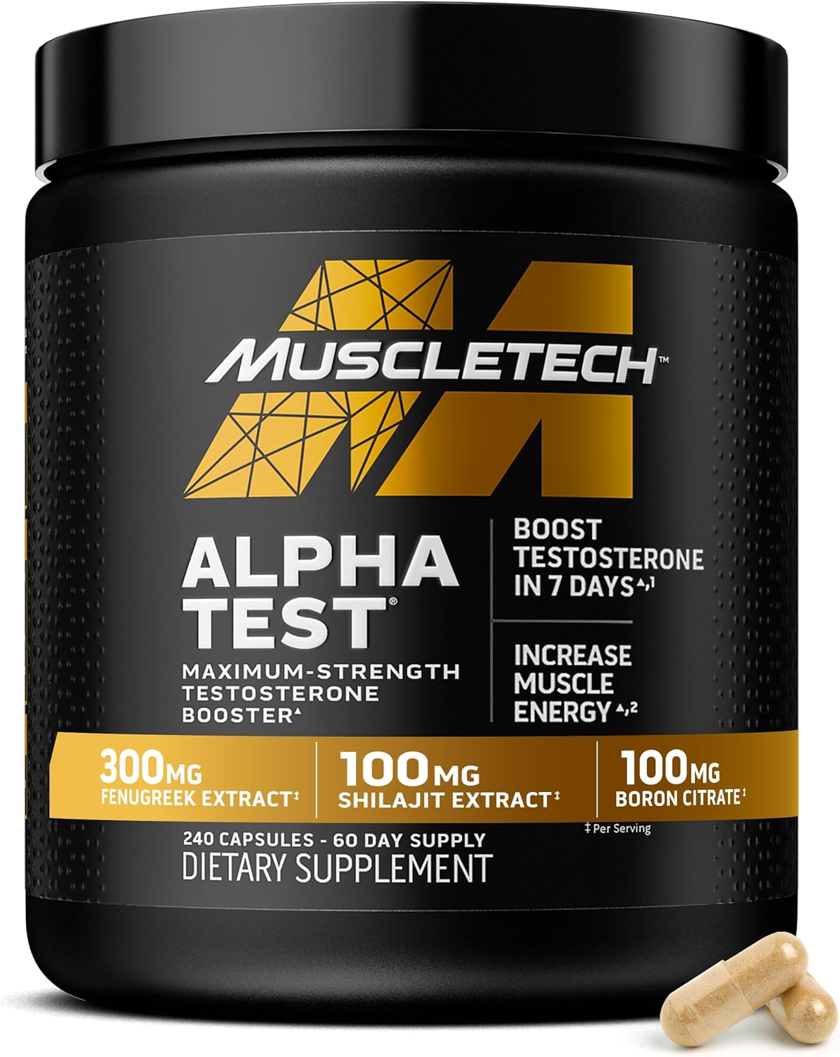MuscleTech Testosterone Booster AlphaTest for Men - 240 Pills