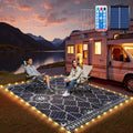 6x9Ft Outdoor Rug with Solar LED Lights - Reversible Waterproof Mat