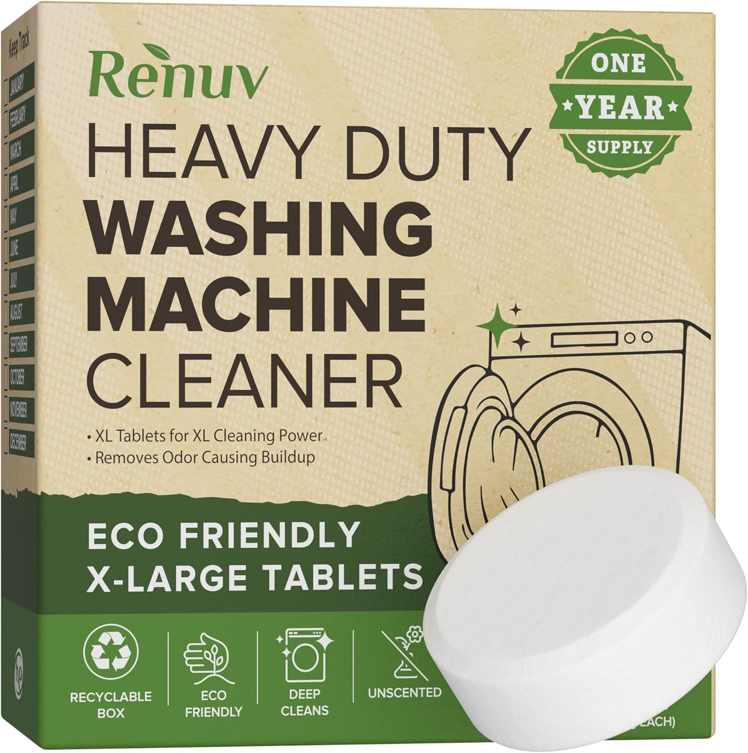 Renuv Deep Clean Tablets - Year Supply for Washer