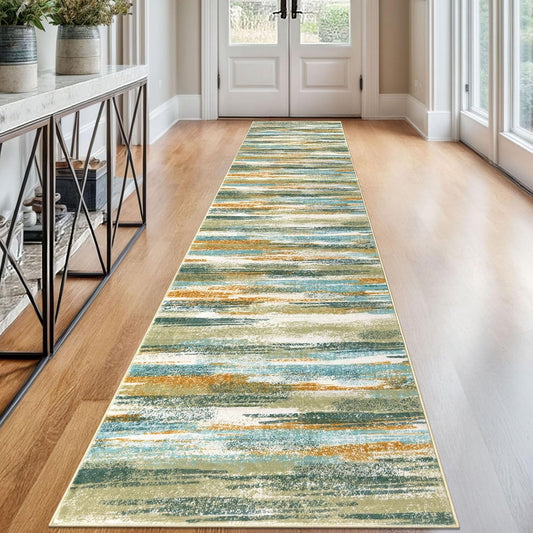Modern Abstract Runner Rug 2.6x12 for Kitchen and Hallway