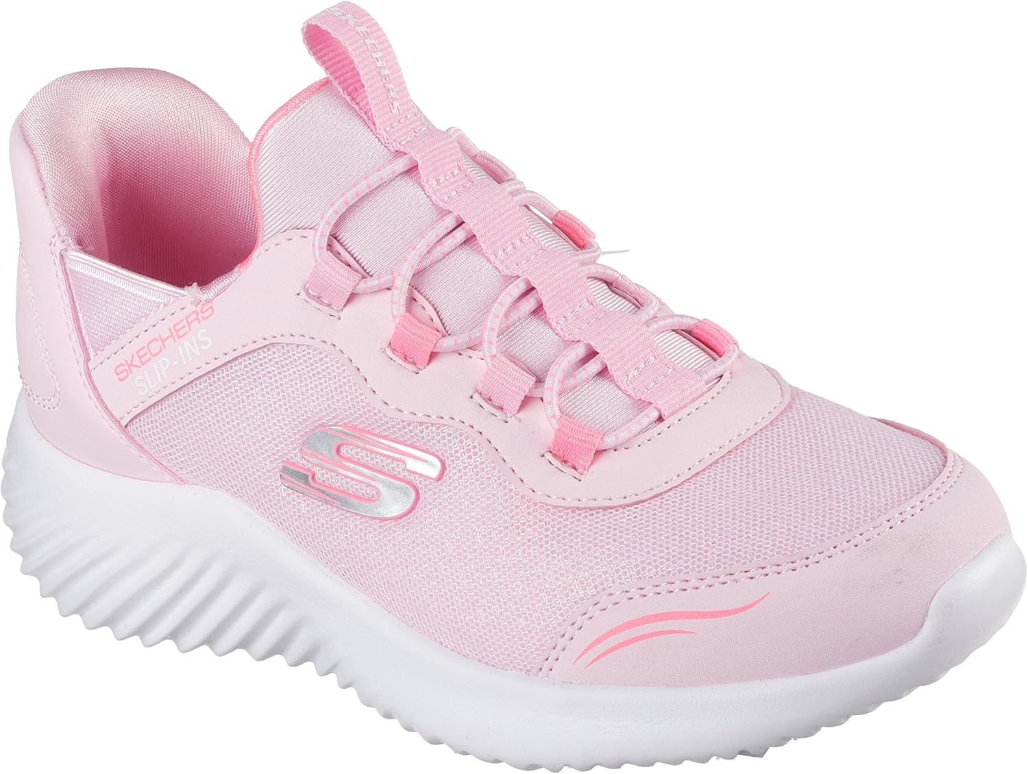 Skechers Girls Bounder-Simple Cute Slip-On Athletic Sneakers