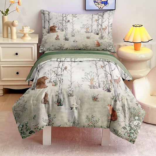 Woodland Animal Toddler Bedding Set for Boys and Girls