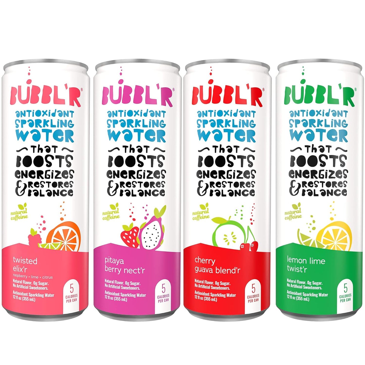 BUBBL'R Antioxidant Sparkling Water Variety Pack of 24 Cans