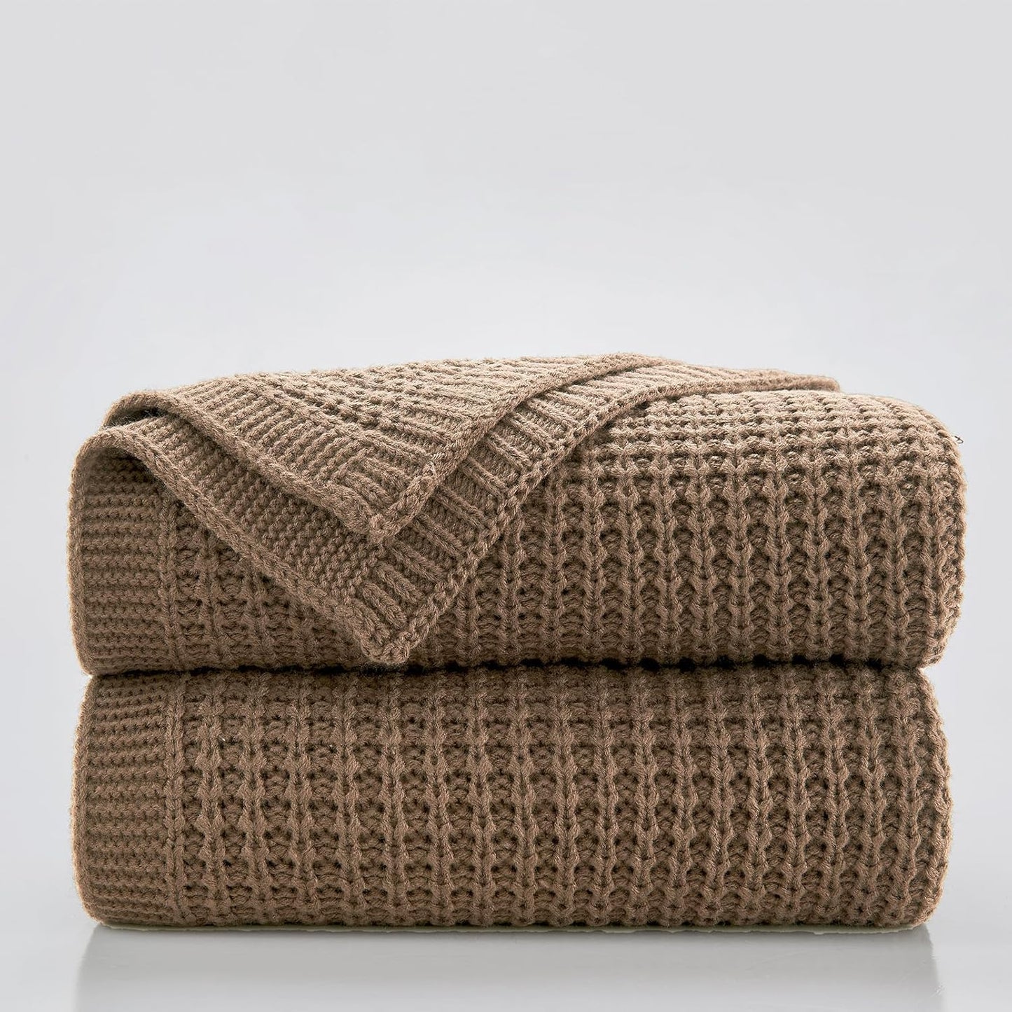 Douceur Light Brown Throw Blanket for Cozy Living Room Decor