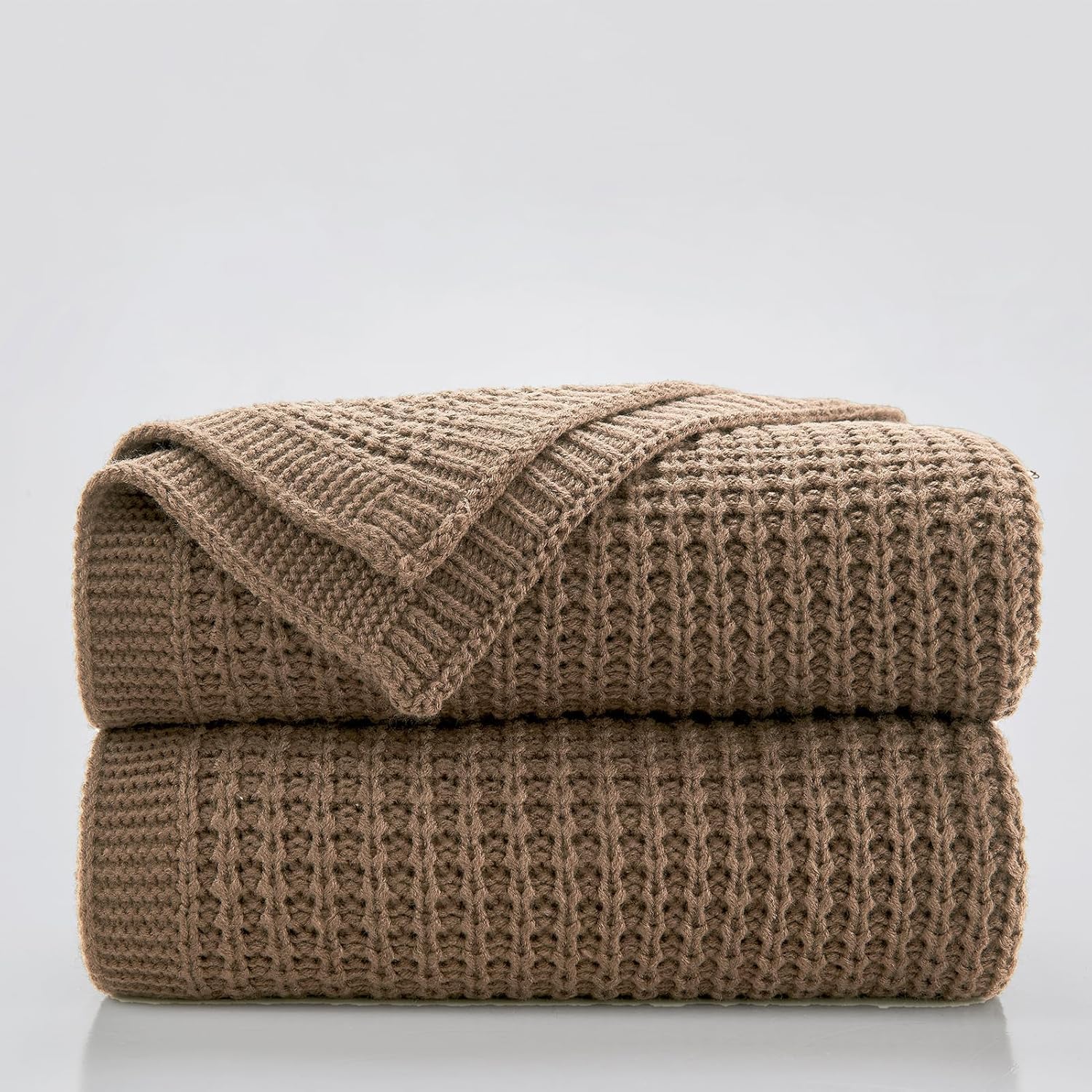 Douceur Light Brown Throw Blanket for Cozy Living Room Decor