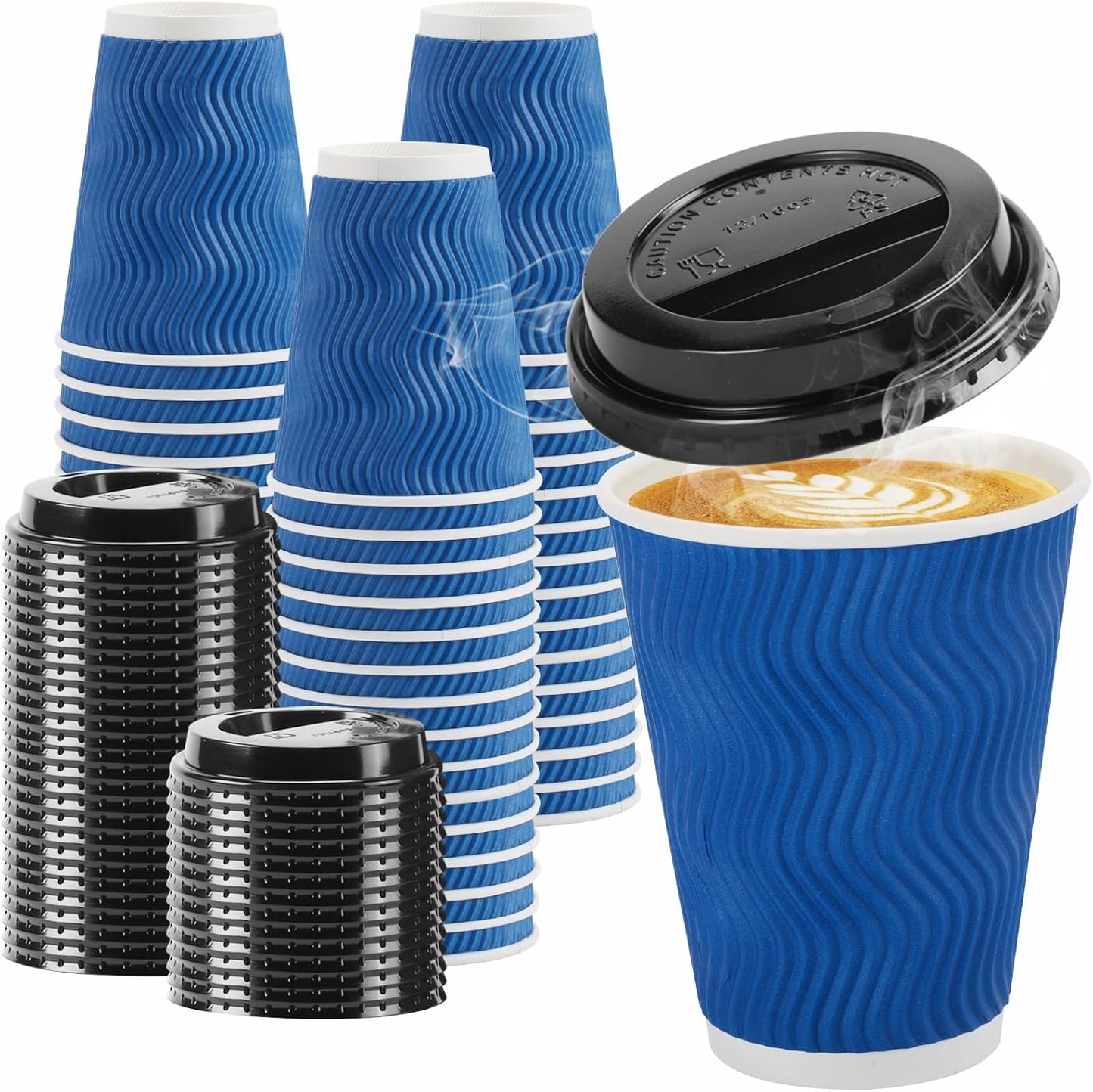 Insulated 12oz Coffee Cups - 100 Pack Navy