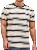 Men's Crewneck Striped T-Shirt in Cotton-Spandex Blend - Comfortable