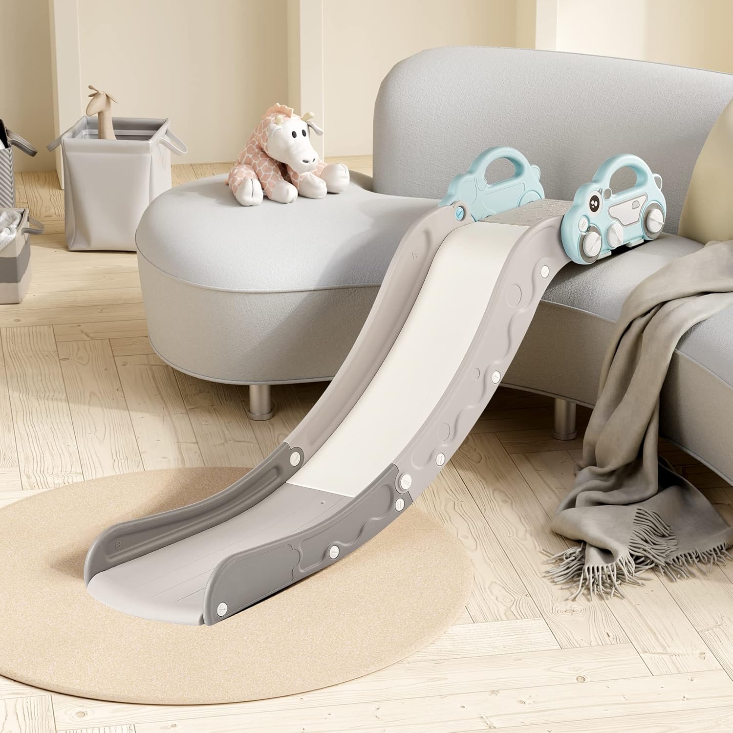 Indoor Kids Baby Couch Slide for Toddlers with Secure Guardrail