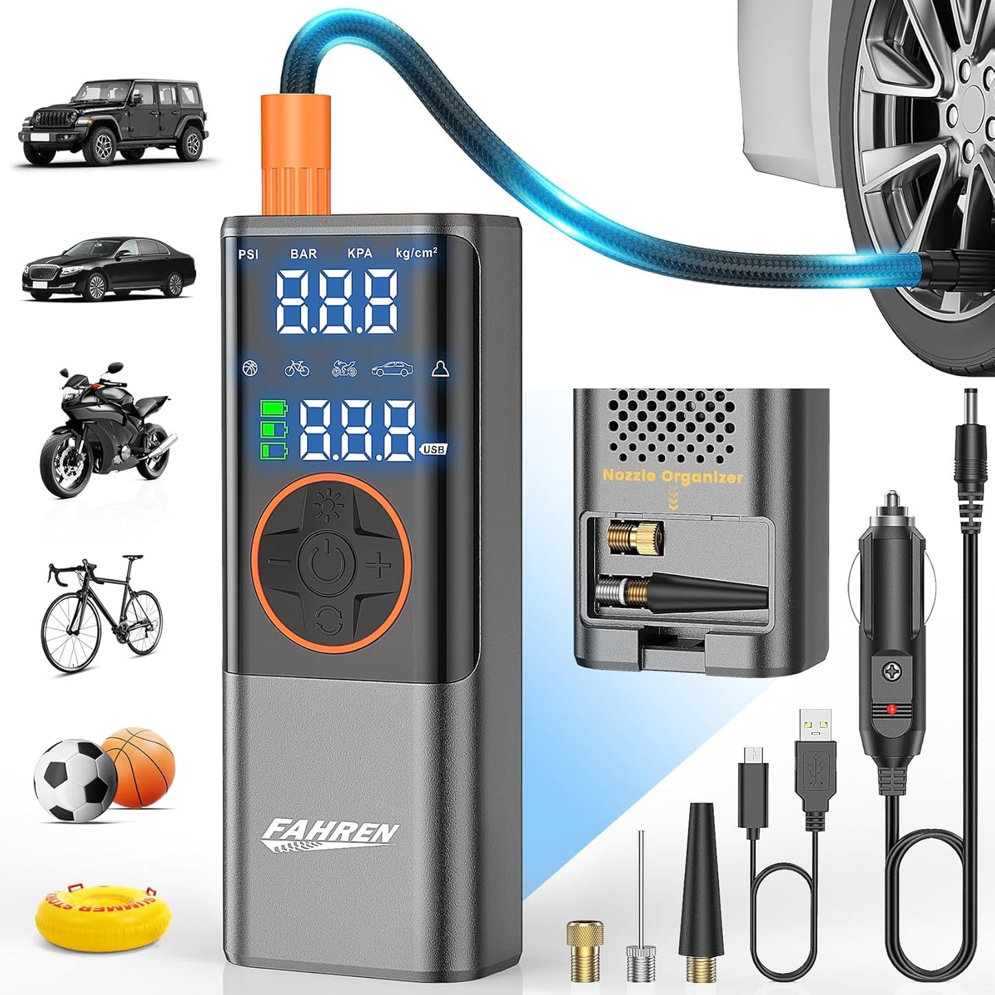 FAHREN 150PSI Cordless Tire Inflator - Portable Power!