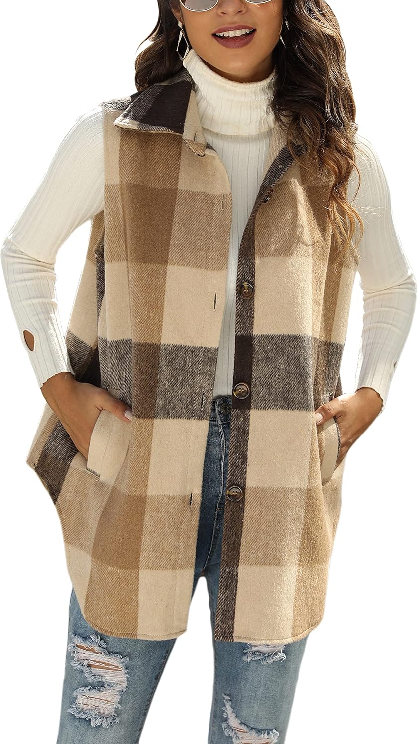 UANEO Womens Fall Flannel Plaid Vest for Stylish Comfort