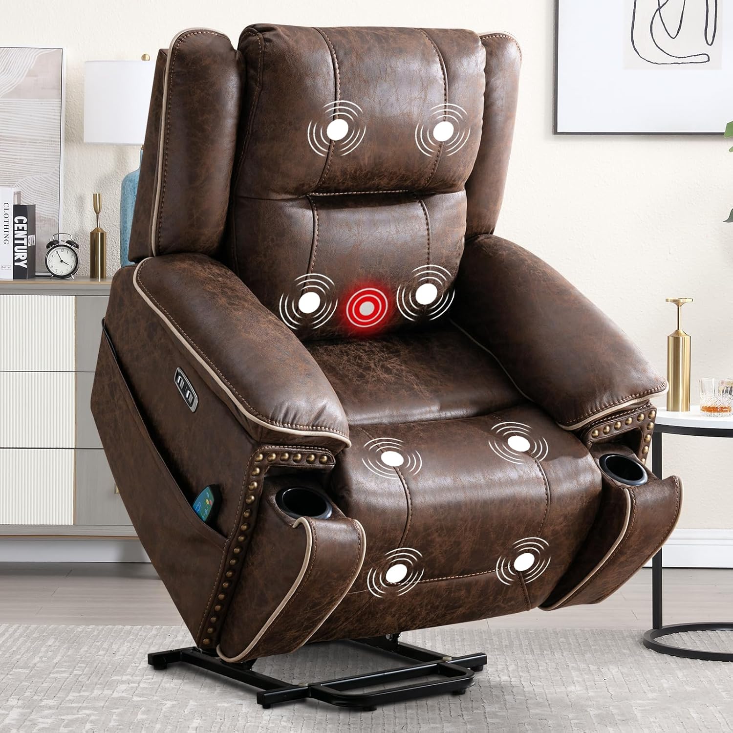 Phoenix Home Dual Motor Power Lift Chair with Massage and Heat