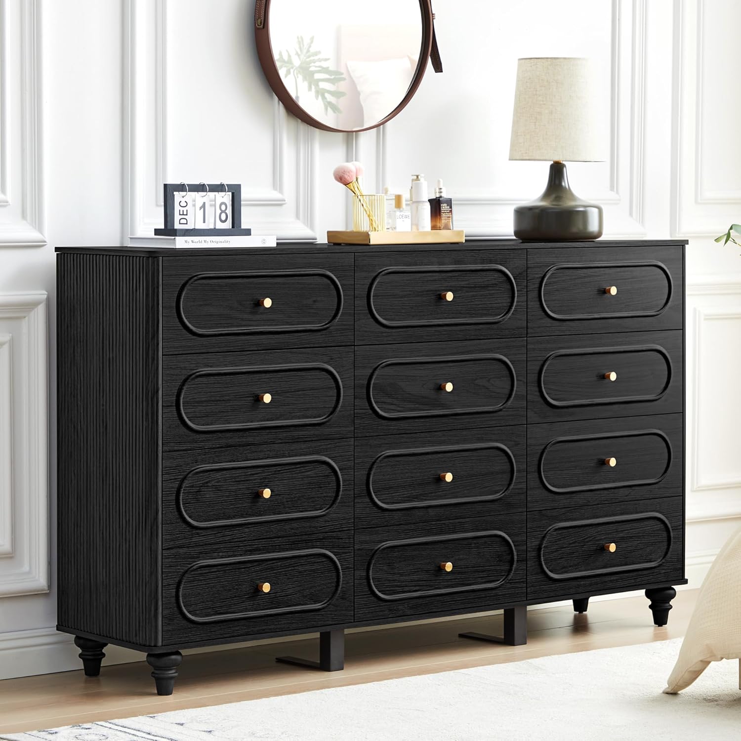 12 Drawer Fluted Dresser for Bedroom, Modern Storage Solution