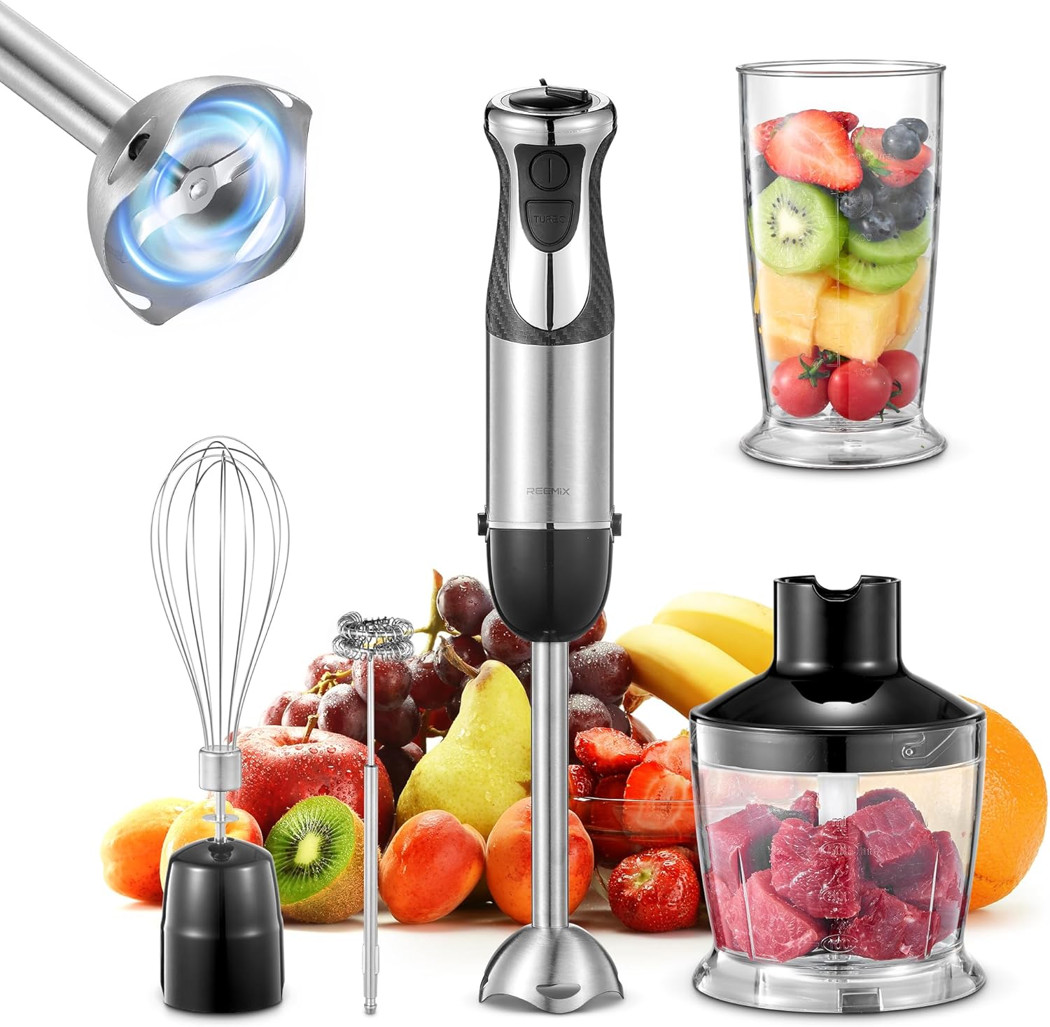 Reemix Immersion Blender: 5 in 1 Handheld Kitchen Tool