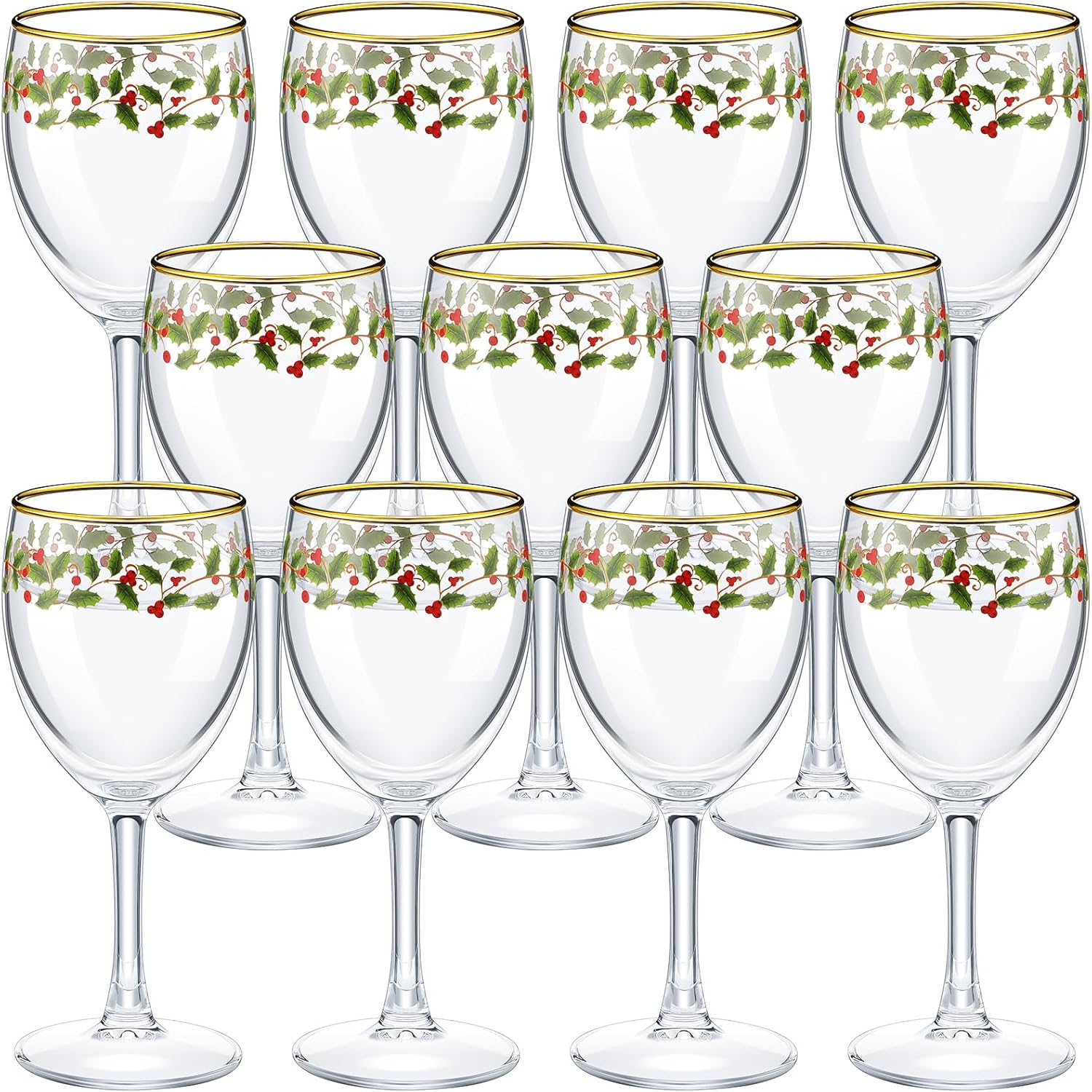 Nitial 12 Pcs Christmas Wine Glasses Set for Holiday Cheer