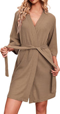Ekouaer Robes for Women Waffle Knit Knee Length - Soft Lightweight