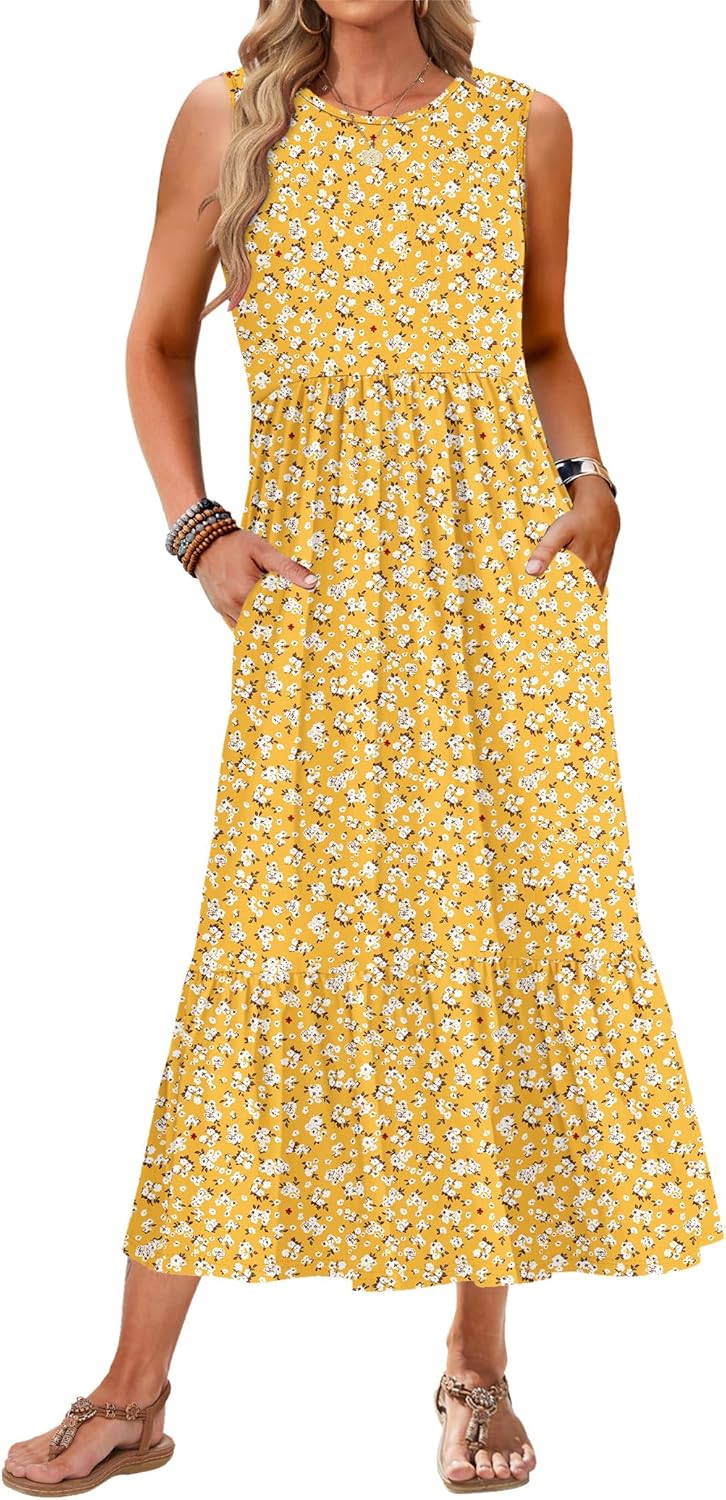 AUSELILY Womens Summer Dresses 2025 Casual Flowy Maxi Dress
