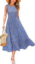 STYLEWORD Women's Summer 2025 Tiered Flowy Midi Sundress - Flattering