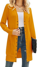 Halife Womens Long Sleeve Ribbed Neckline Cardigan - Lightweight Knit