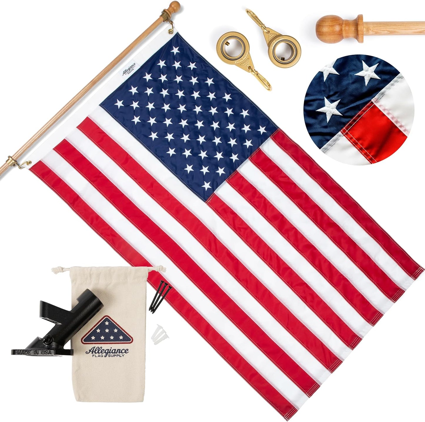 Pre-Assembled American Flag Set | Quality Nylon Fabric Flag