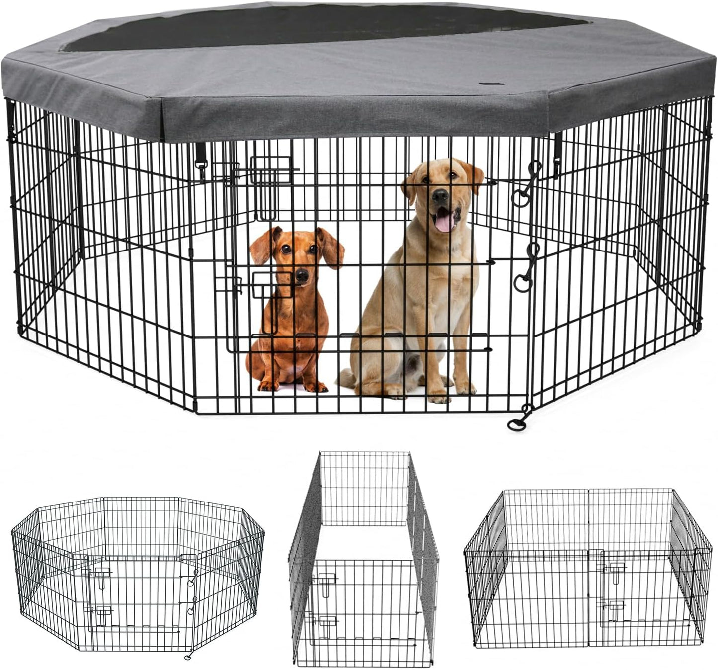 PETIME Foldable Metal Dog Exercise Pen for Indoor and Outdoor Use