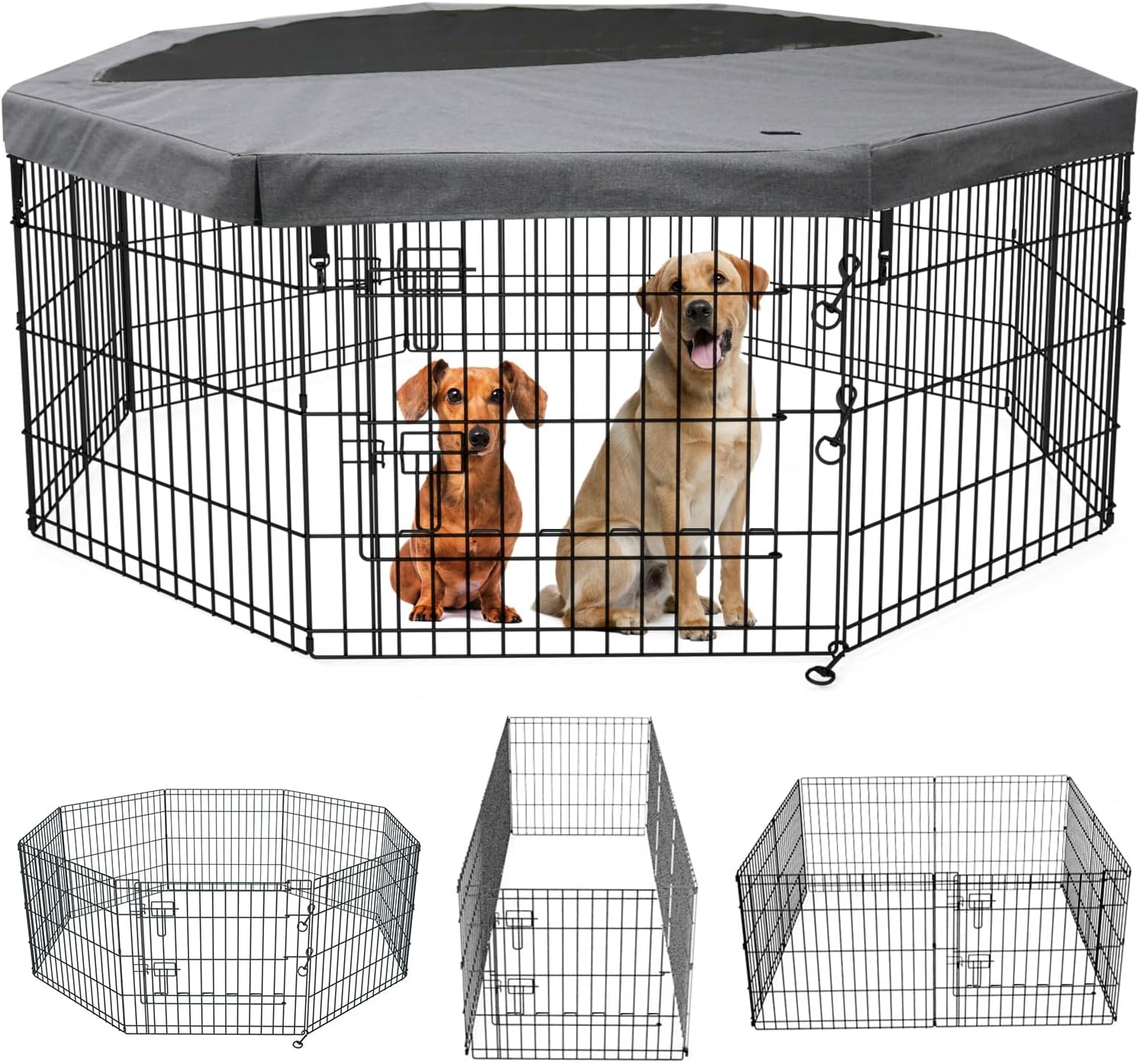 PETIME Foldable Metal Dog Exercise Pen for Indoor and Outdoor Use