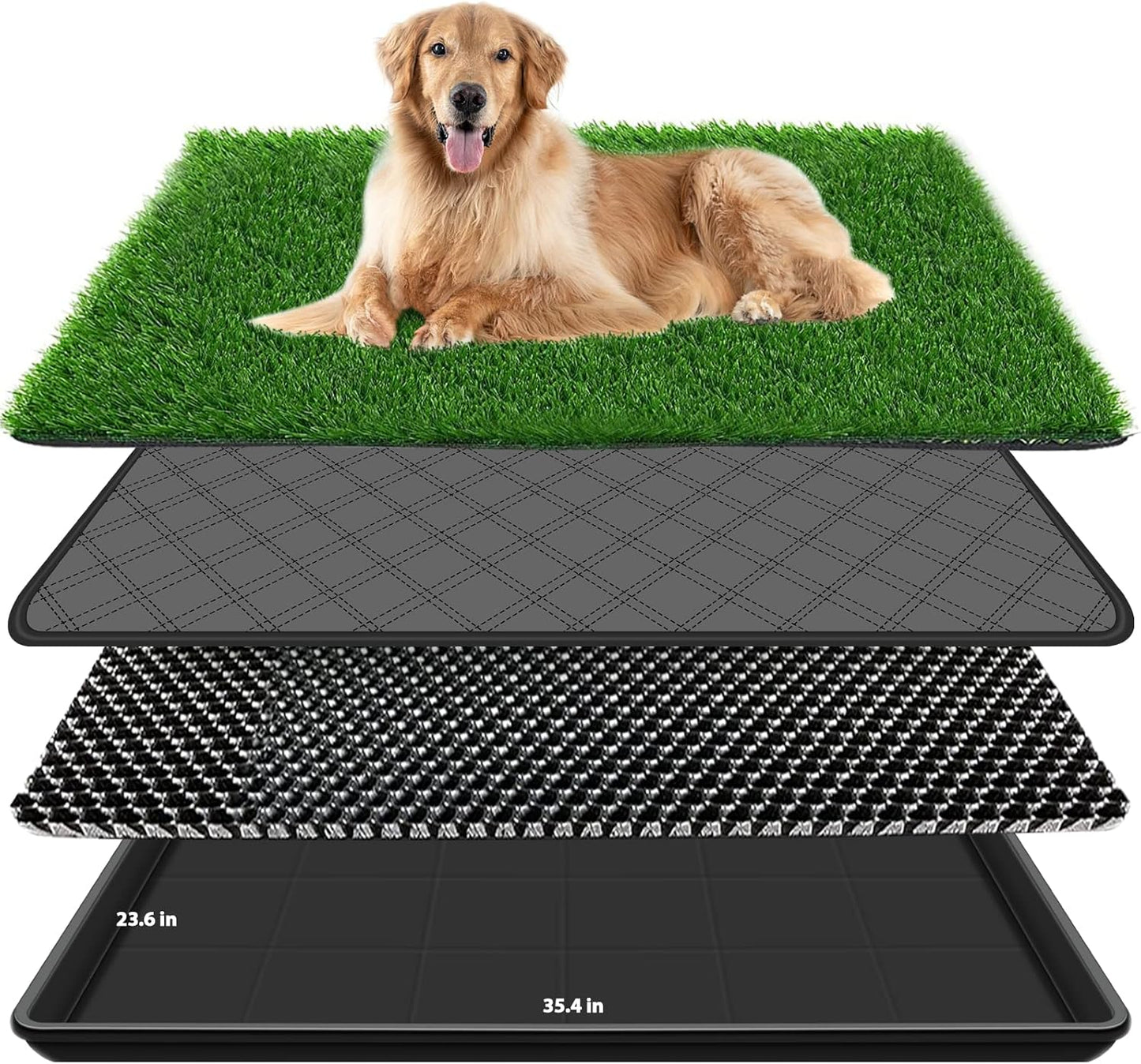 35.4 x 23.6In Dog Grass Pad with Tray for Easy Potty Training