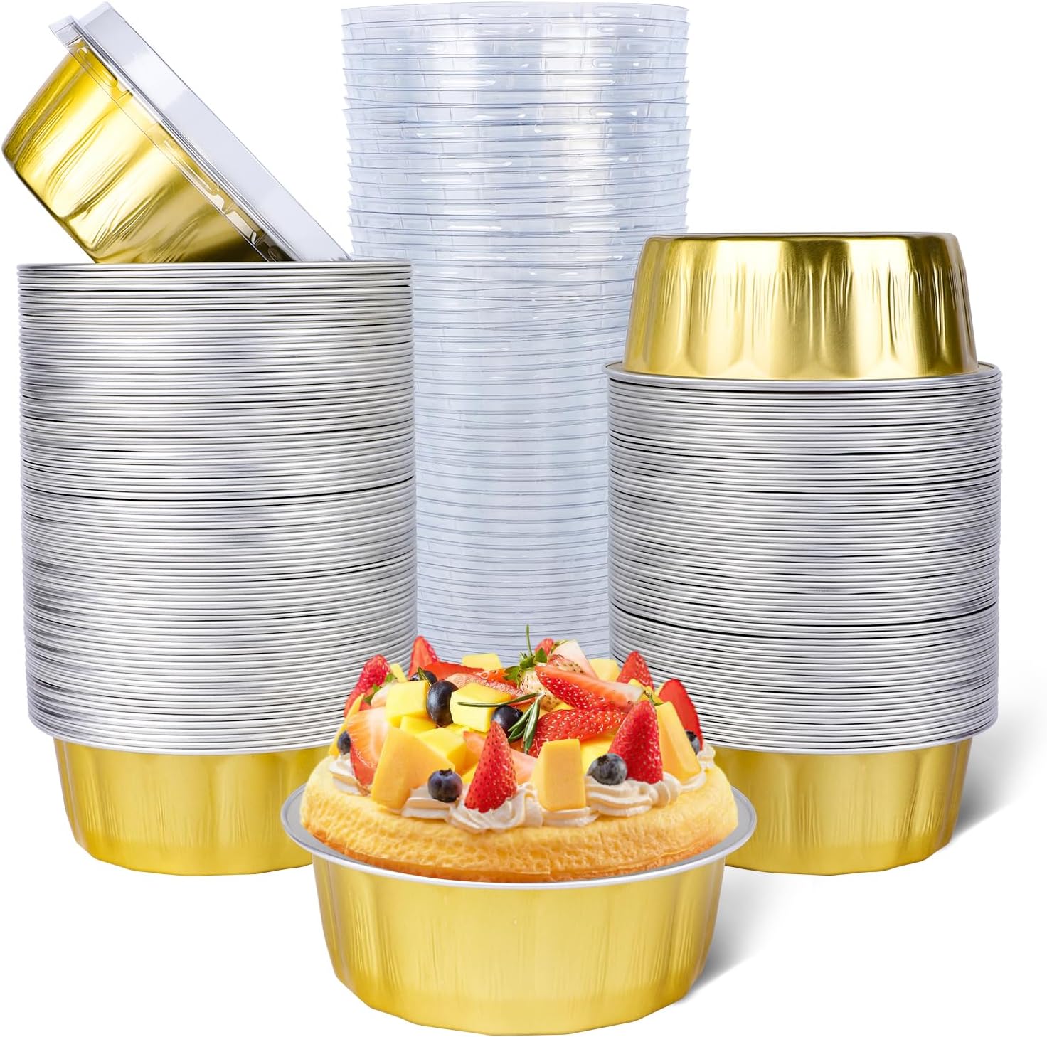 Beasea Disposable Ramekins with Lids for Baking and Serving