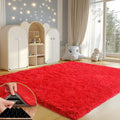 Red Rugs for Living Room 4x6 Plush Shag Area Rug - Soft, Non-Slip